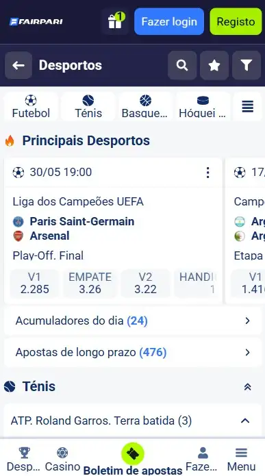 Apostas Desportivas na App FairPari