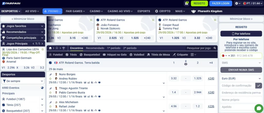 Modalidades Disponíveis, Mercados e Odds